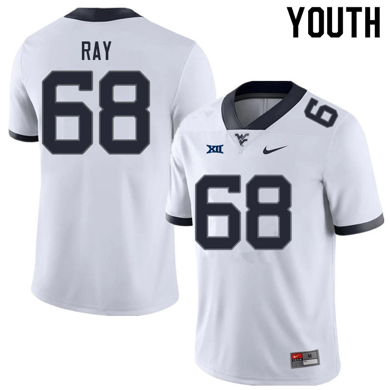 Youth #68 Dylan Ray West Virginia Mountaineers College Football Jerseys Sale-White - Click Image to Close